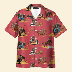 Rodeo Seamless Pattern Red Version, Texas Native Western Shirt