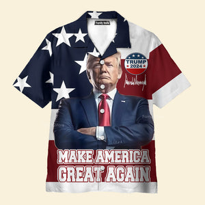 Custom Donald Trump Photo Make America Great Again Hawaii Shirt