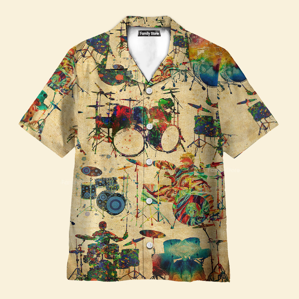 Drum Music Colorful Vintage - Hawaiian Shirt