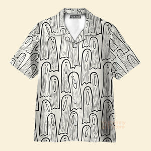 Men's Hawaiian Shirts Halloween Ghost Print Short Sleeve Shirt