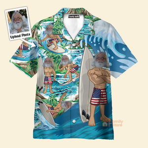 Custom Photo Funny Men Surfing - Personalized Hawaiian Shirt