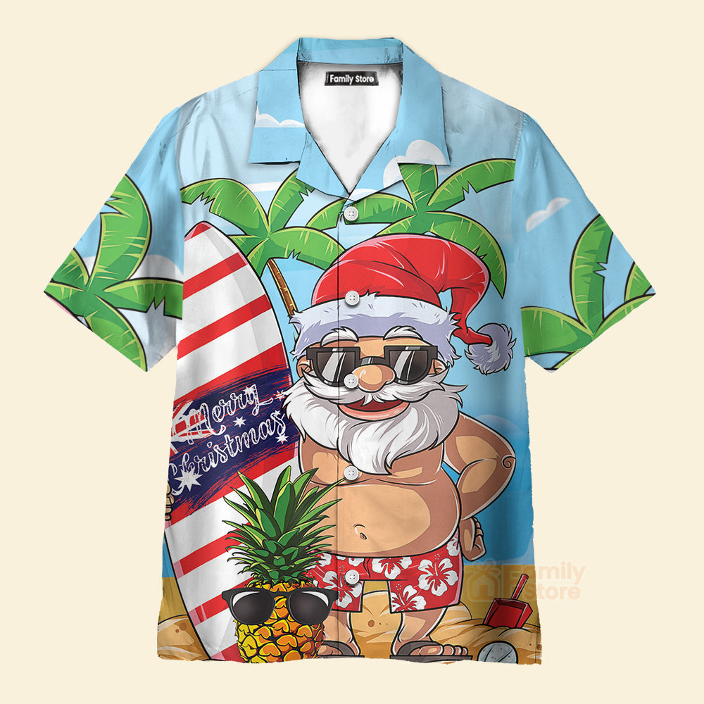 Christmas In July Santa Lets Surf Summer Vibe Hawaiian Shirt