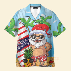 Christmas In July Santa Lets Surf Summer Vibe Hawaiian Shirt