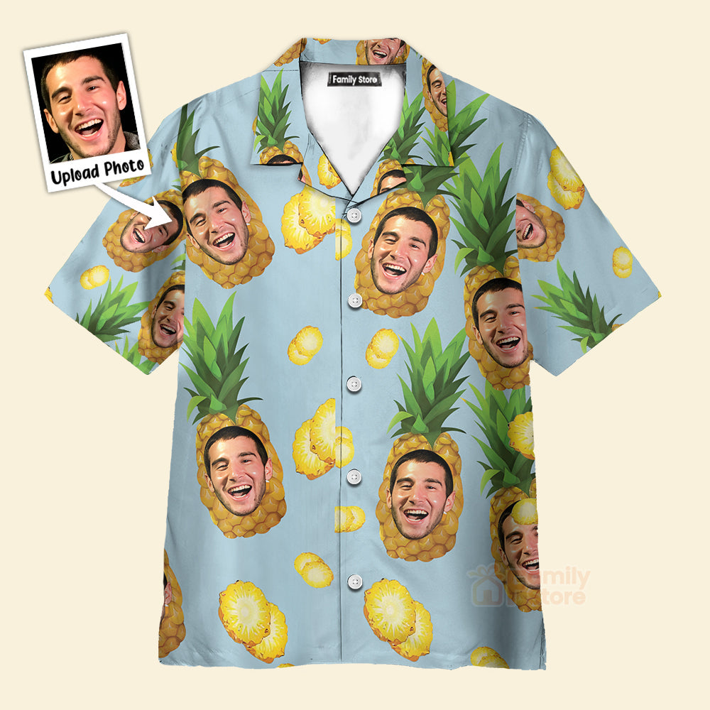 Personalized Blue Funny Pineapple Aloha Hawaiian Shirt