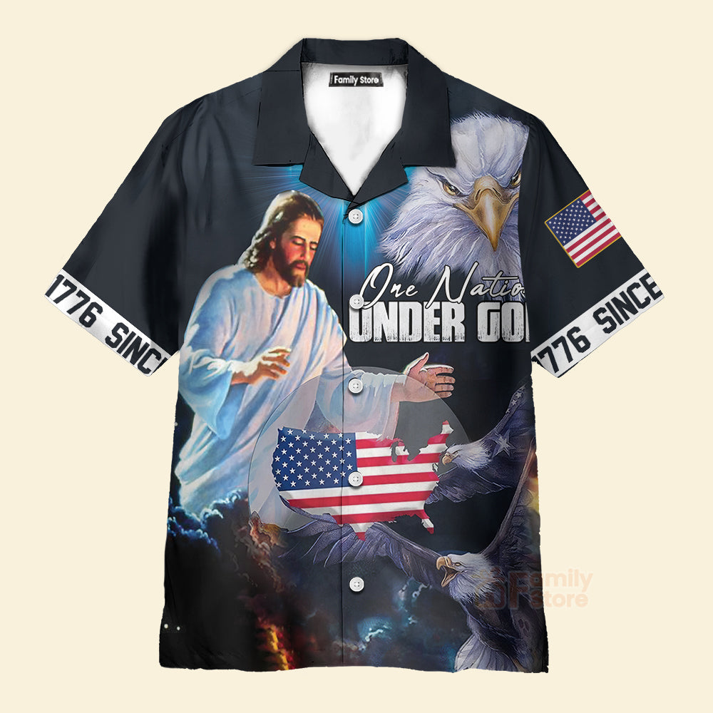 Christian Jesus One Nation Under God Since 1776 Hawaiian Shirt