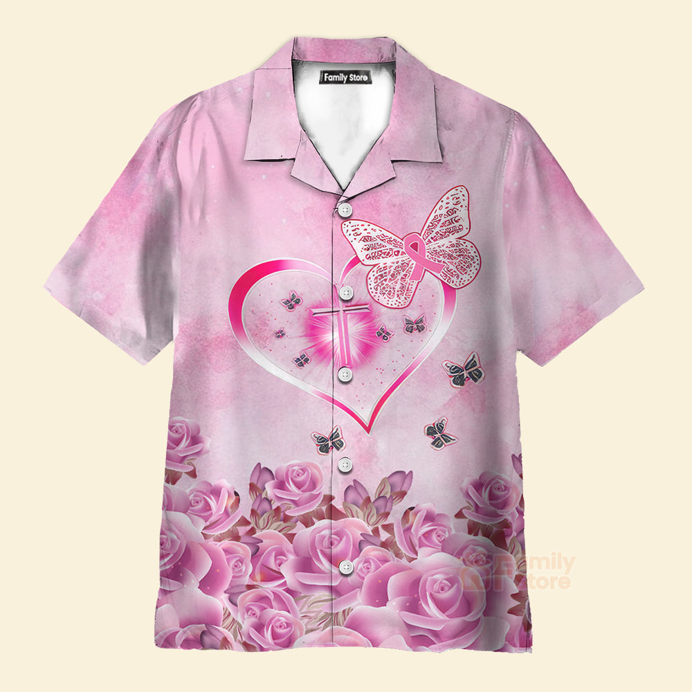 Breast Cancer Awareness Strong Girl And Rose Pink Hawaiian Shirts