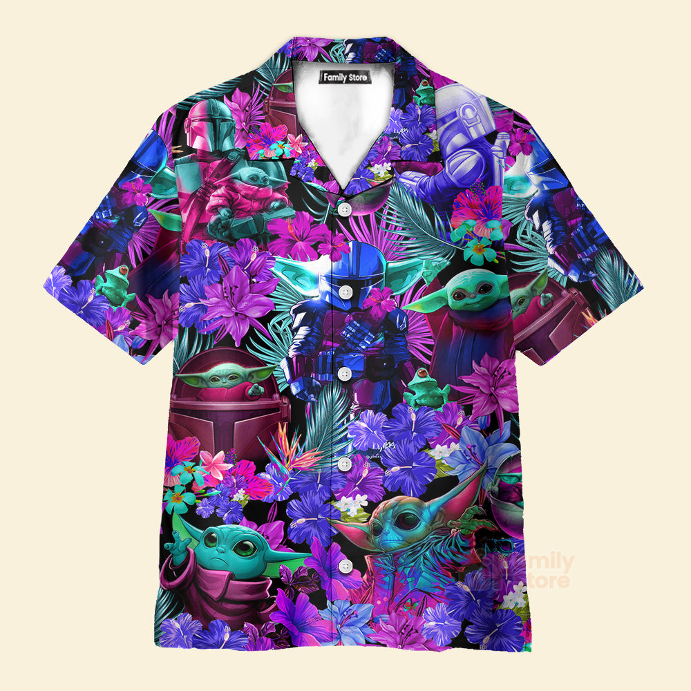 FamilyStore Special Starwars Baby Yoda Synthwave - Hawaiian Shirt