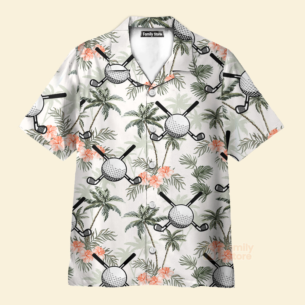 Golf Putter And Balls With Palm Trees Design Hawaiian Shirt