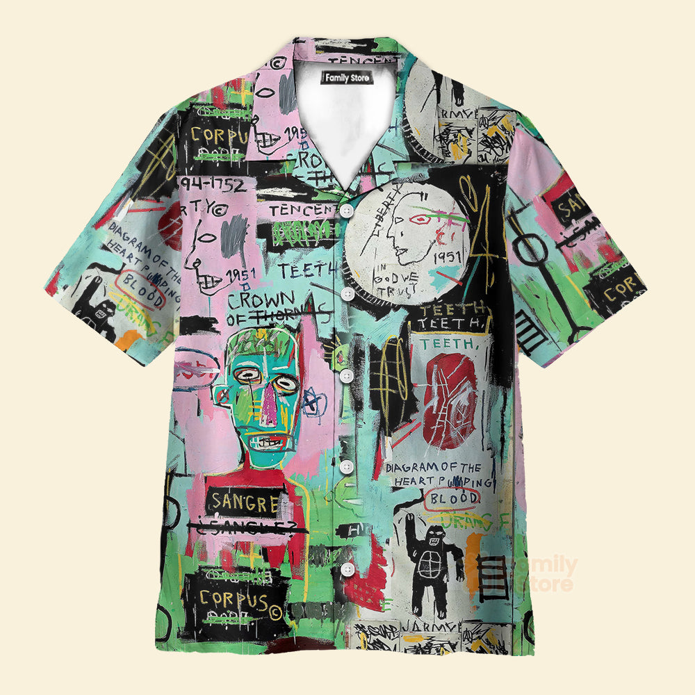 FamilyStore Men's Printed Shirt Collar Graffiti - Hawaiian Shirt