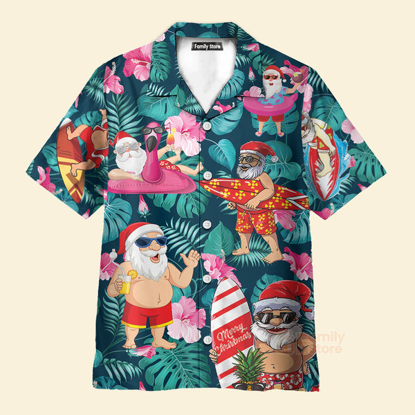 Christmas In July Funny Santa Claus Tropical Style Hawaiian Shirt