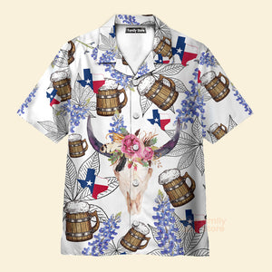 Texas Unique Longhorn Bluebonnet Art Hawaiian Shirt