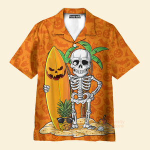 Halloween Hawaii Skeleton Surfing Hawaiian Shirt