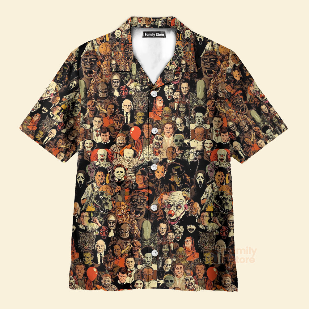 Horror Movie Characters Halloween Pattern Hawaiian Shirt