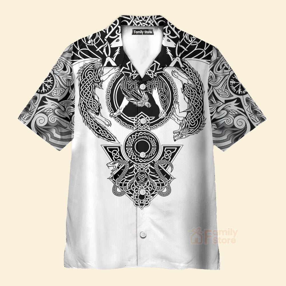 Viking Warrior Blood Black And White Hawaiian Shirt