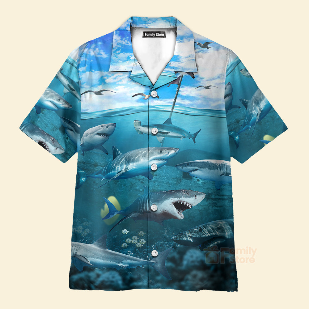 Shark Undersea Darkness Art Hawaiian Shirt