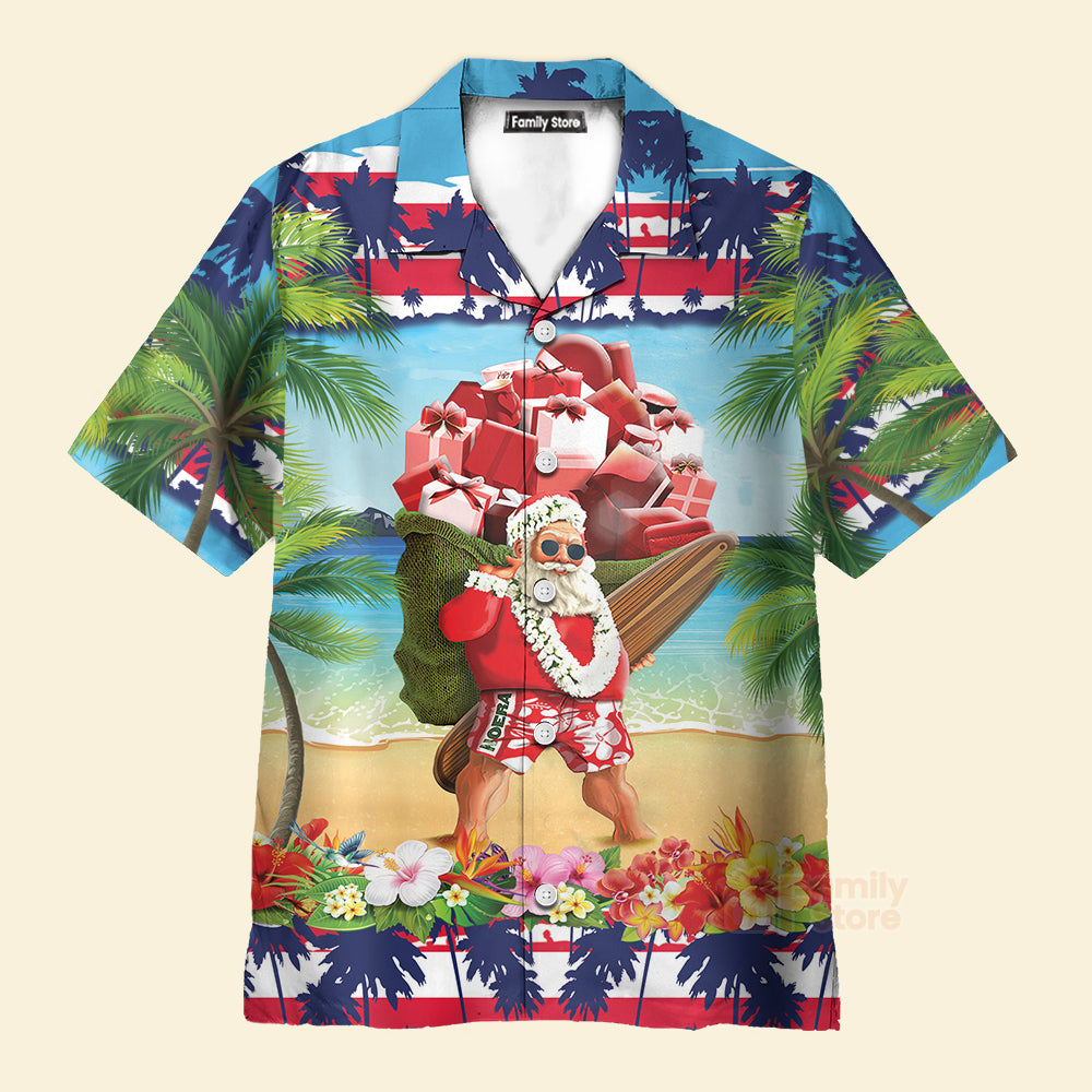 Christmas In July Santa Claus Spent Down At The Beach Hawaiian Shirt