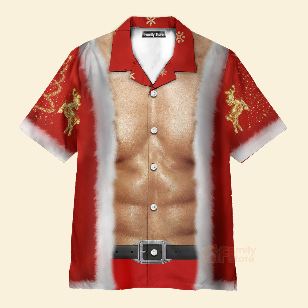 Christmas Santa Claus With Abs Costume Cosplay - Hawaiian Shirt