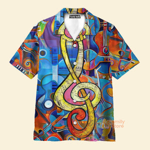 FamilyStore Music Note Guitar - Hawaiian Shirt