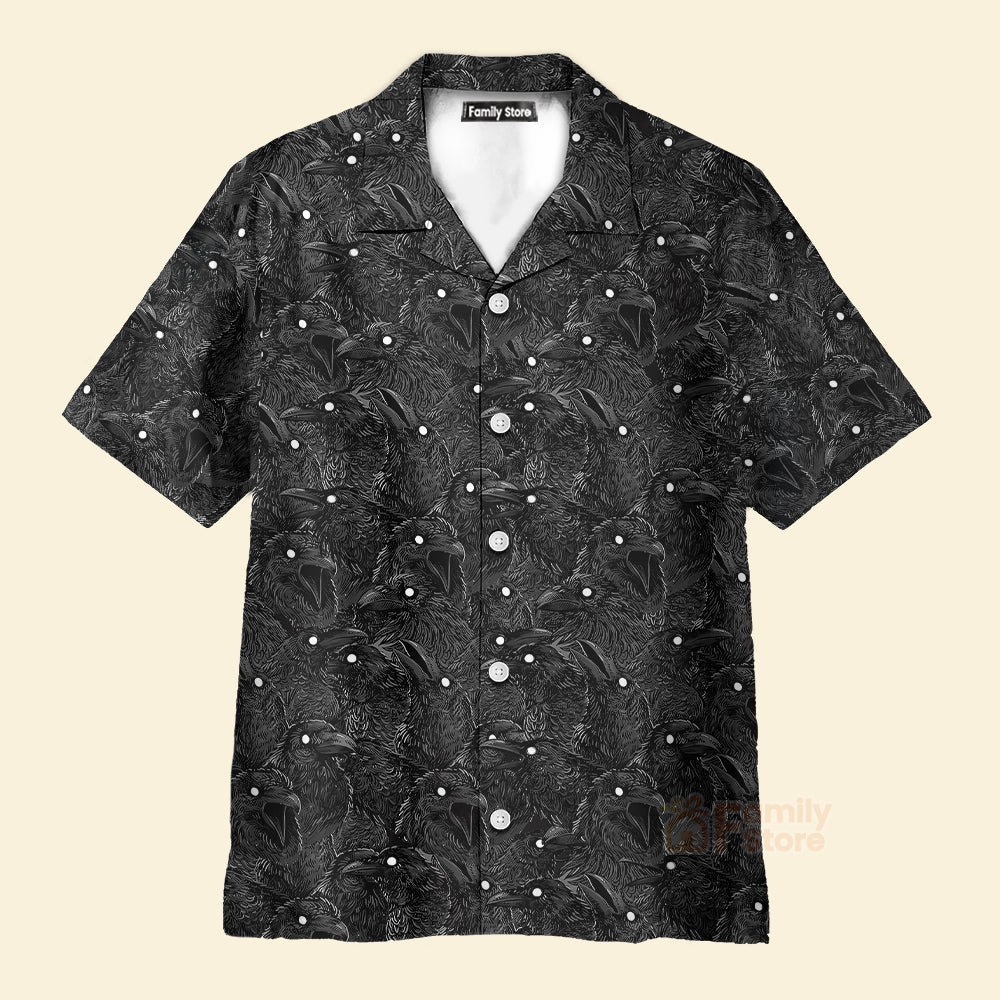 Black Raven Pattern Hawaiian Shirt