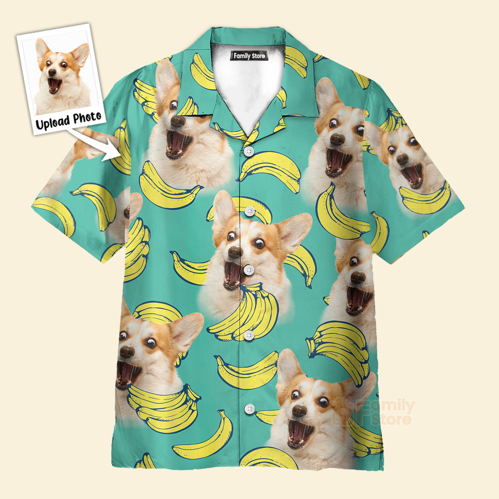 Personalized Puppy Lovers Gift  Banana Pattern Mint Color Hawaiian Shirt