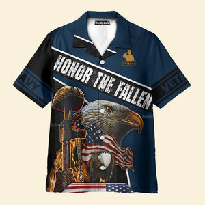 Navy Honor The Fallen Eagle With Gun Veteran U.S. Navy Hawaiian Shirt