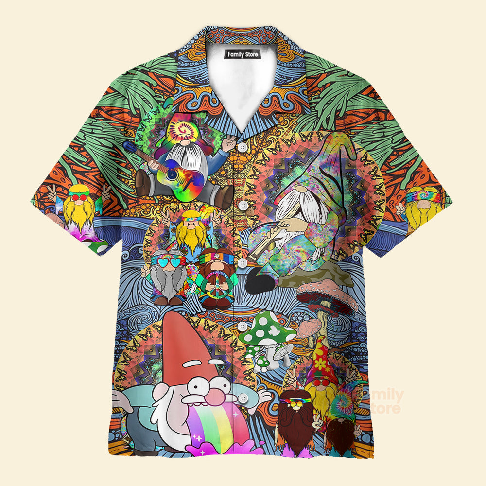 Hippie Gnome Peace Life Color Hawaiian Shirt