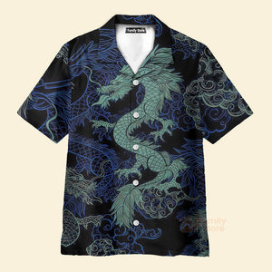 FamilyStore Mint Dragon Dark Short Sleeve - Hawaiian Shirt