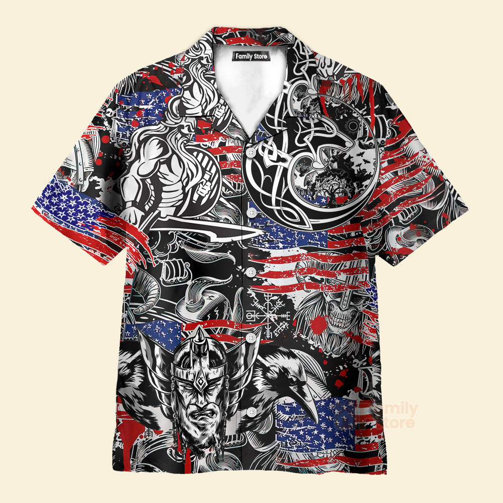 Viking Independence Day Odin Warrior And Wolf Hawaiian Shirt