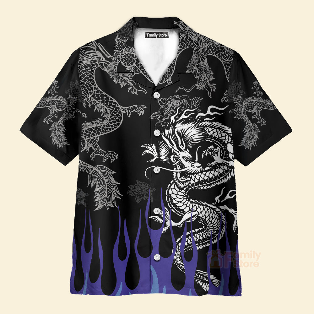 Dragon With Blue Flame Hawaiian Shirt