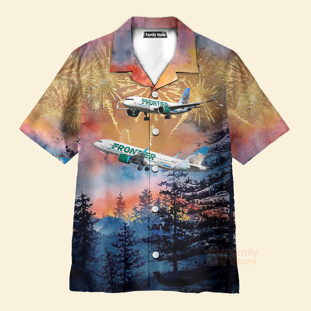 Frontier Airlines Airbus A320-251N Independence Day Hawaiian Shirt