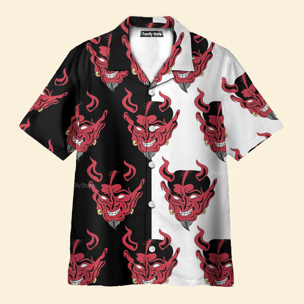 Red Oni Japan Mask Devil Aloha Hawaiian Shirts For Men & Women