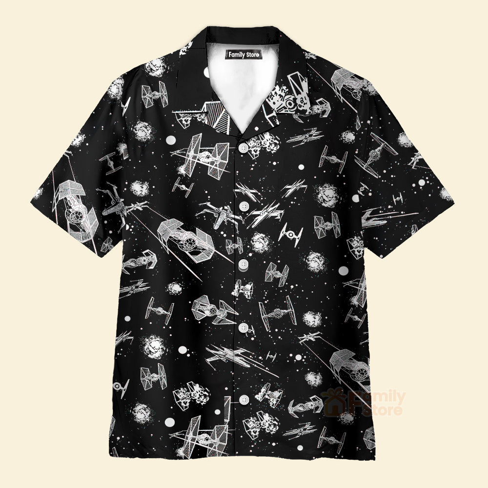 Star Wars Spacecraft Pattern Button Down Hawaiian Shirt