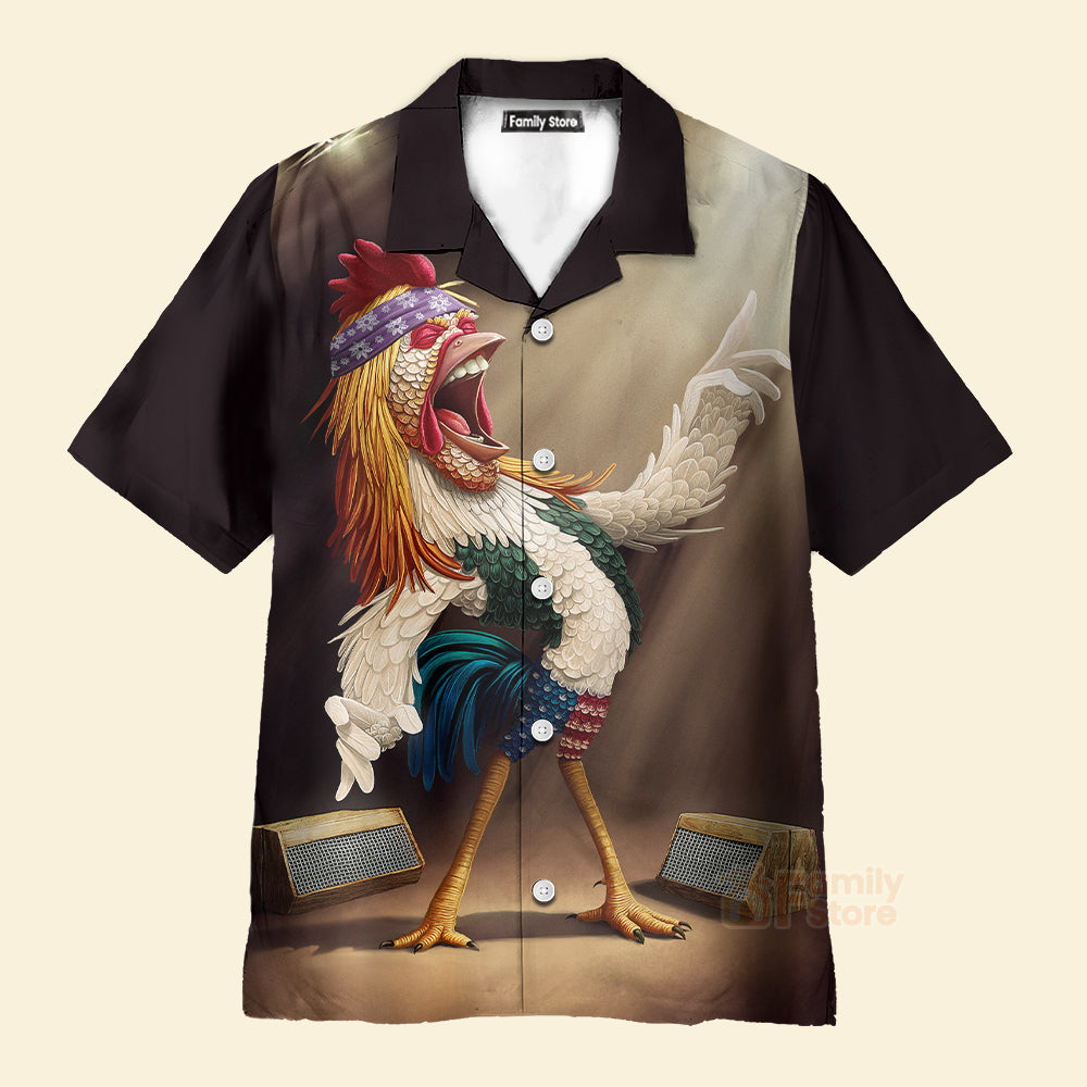 Rooster Chest Pocket Short Sleeves Casual Shirts Hawaiian Shirt