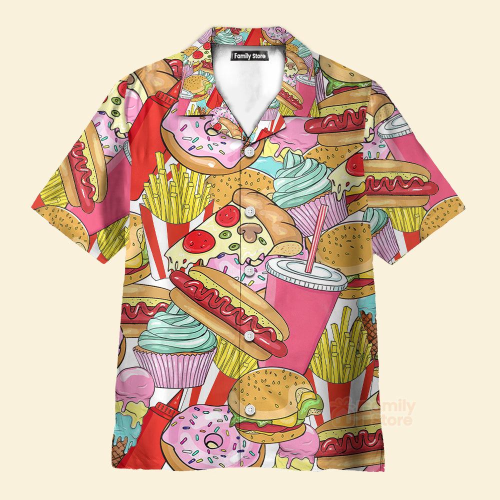 Food Junk Food Art Colorful Hawaiian Shirt