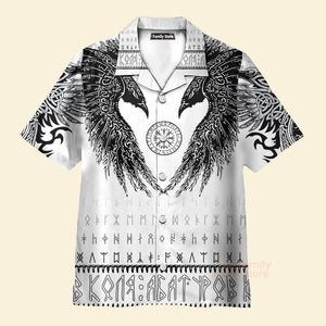 Viking Black Runic Raven Scandinavian Hawaiian Shirt