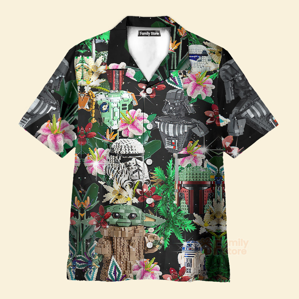 Starwars Lego Baby Yoda, Darth Vader and Stormtroopers Hawaiian Shirt