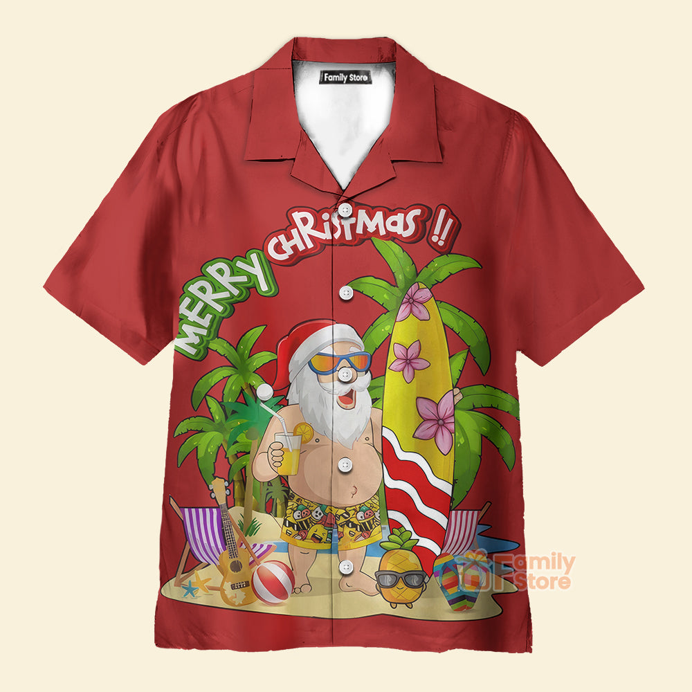 Merry Christmas Funny Santa On The Beach - Hawaiian Shirt