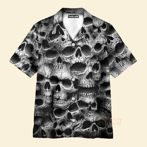 FamilyStore Spiral Twisted Skulls Printing Cuban Collar Carnival Hawaiian Shirt