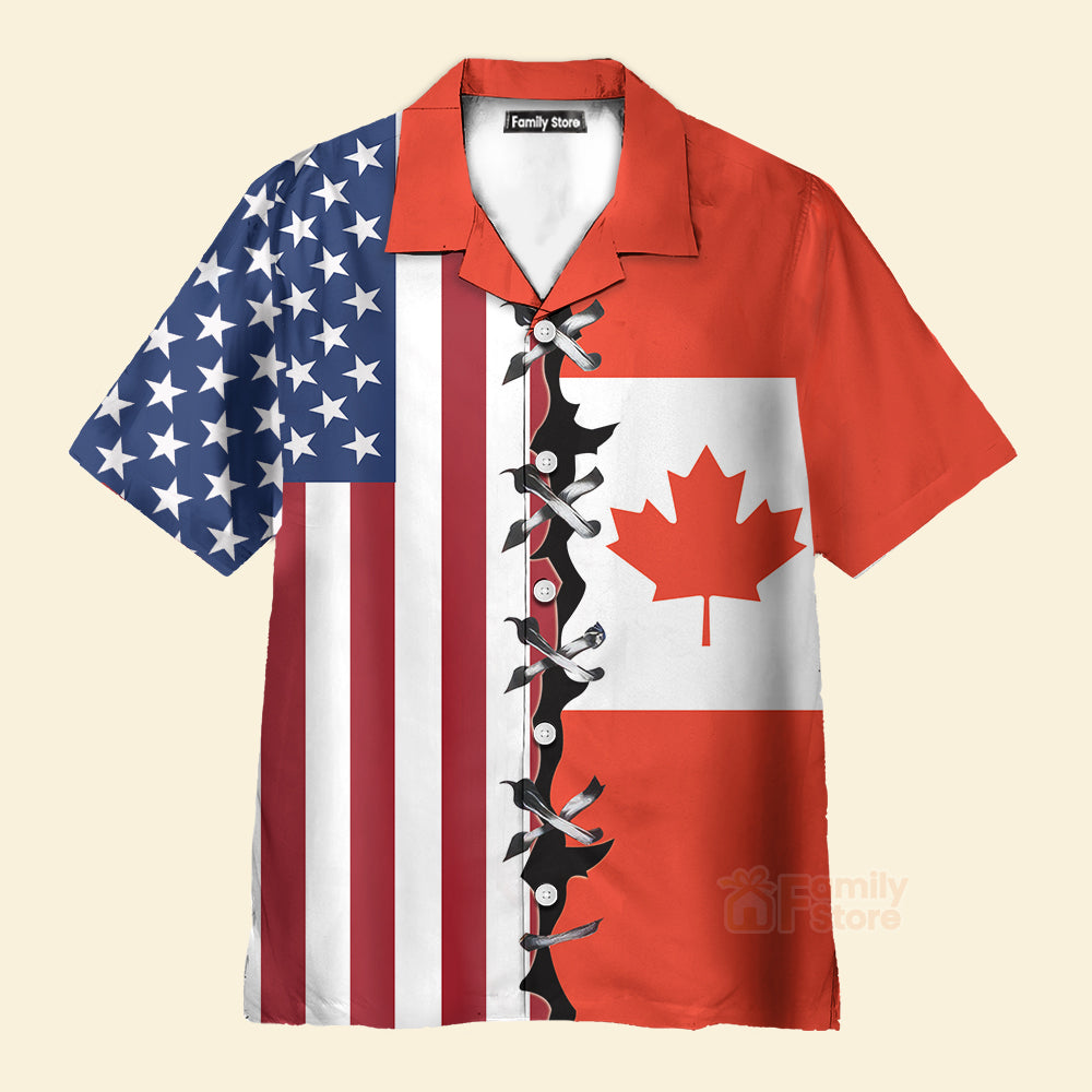 Canada Flag Red Aloha Hawaiian Shirts For Men And For Women