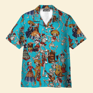 Day Of The Dead Skeleton Short Sleeve Casual Hawaiian Shirt For Men