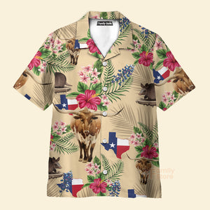 Insignia Bluebonnet Texas Hawaiian Shirt Cream Version, Texas Home Shirt