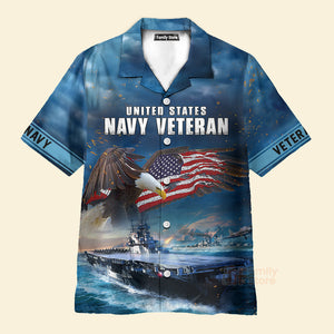 Navy United States Navy Veteran Eagles And Ships U.S Navy Hawaiian Shirt