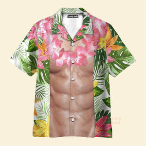 FamilyStore Change Funny Abs With Tropical Flowers Cosplay Costume - Personalized Hawaiian Shirt