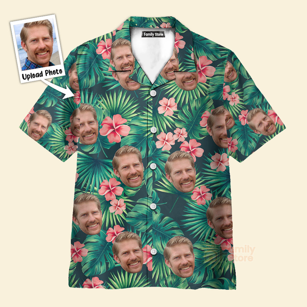 Personalized Shirt with Text Men's Hawaiian Shirt Red Flowers