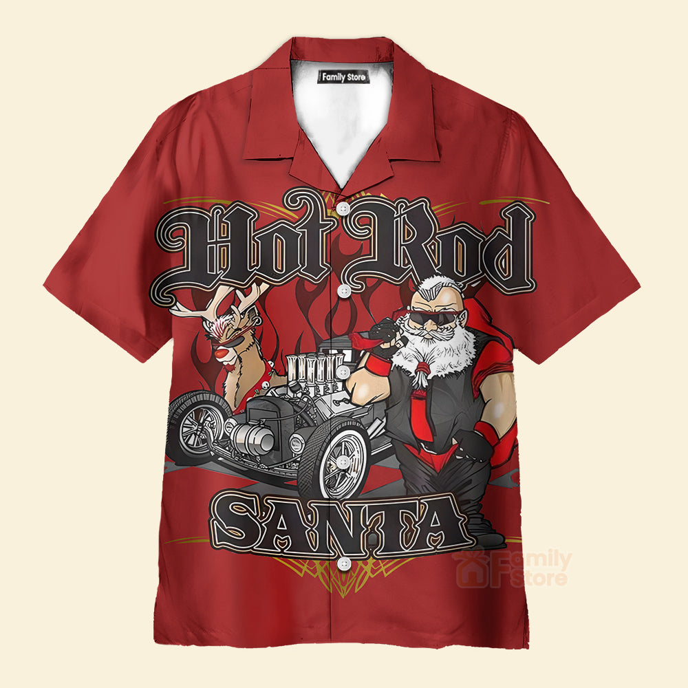 Christmas Fun Hot Rod Santa Car - Hawaiian Shirt