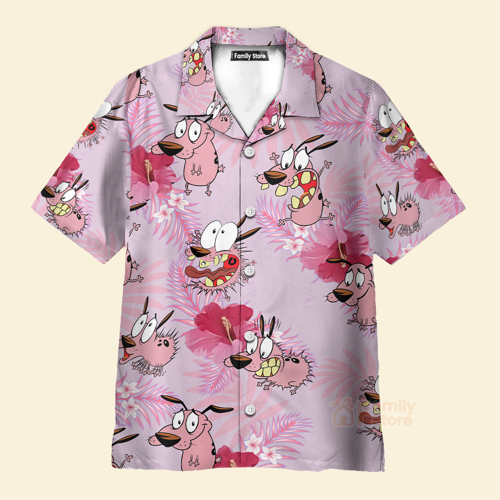 Courage The Cowardly Dog Floral Tropical Hawaiian Shirt