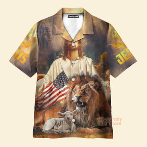 FamilyStore Jesus God With Lion And Goat - Hawaiian Shirt