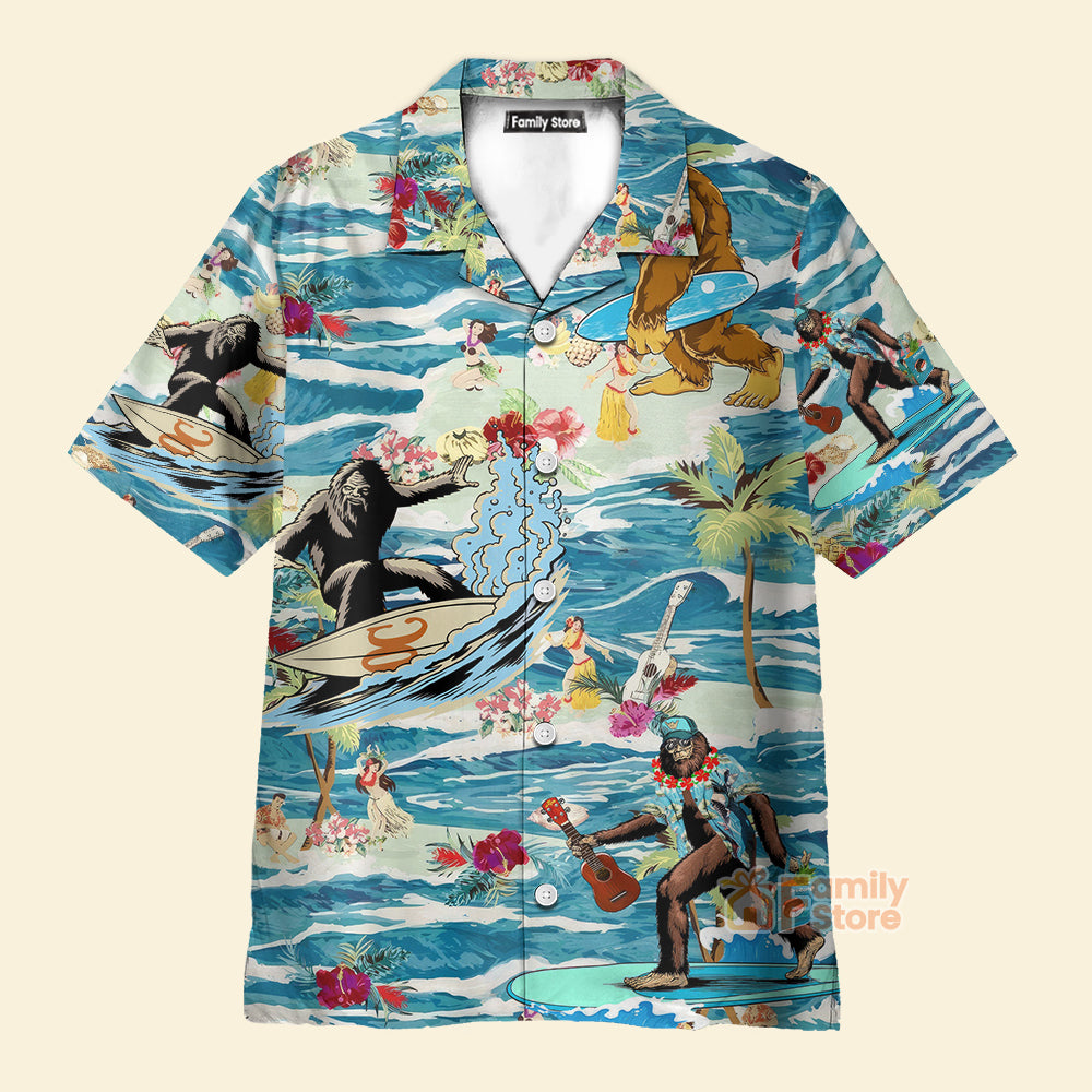 FamilyStore Surfing Bigfoot Aloha Vacation - Hawaiian Shirt