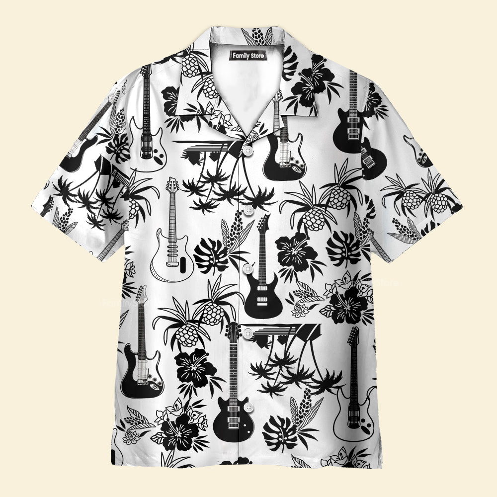 Guitar Music With Electric Guitar Hawaiian Shirt