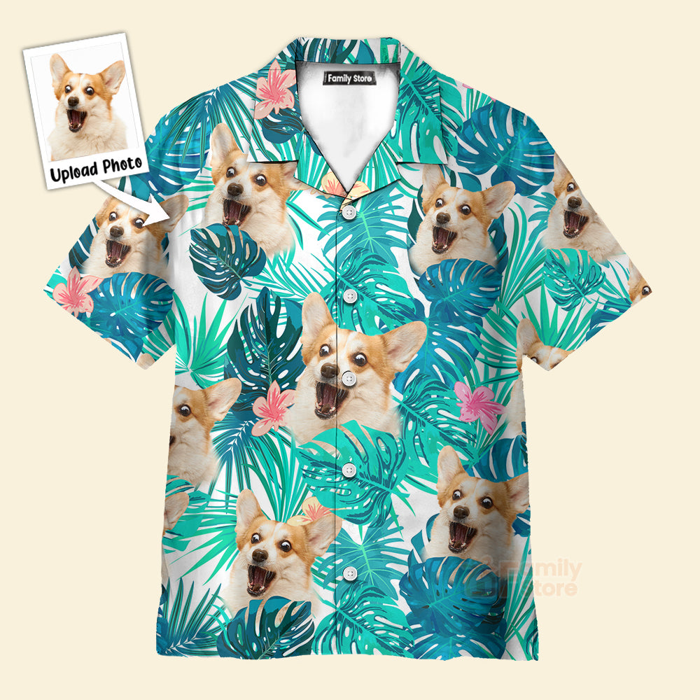 Custom Photo Dog Face Flower Hawaiian Shirt